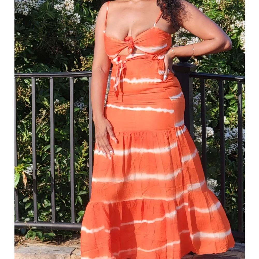 Vibrant Orange Tie-Dye Swim Cover Up